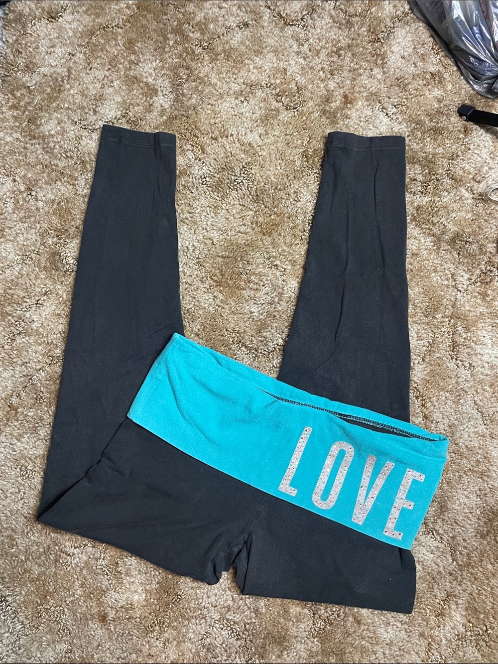 PINK Yoga Victoria’s Secret FoldOver Y2K 2000s Style Leggings Size Medium
